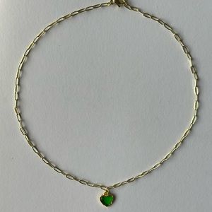 green heart gold plated paperclip necklace